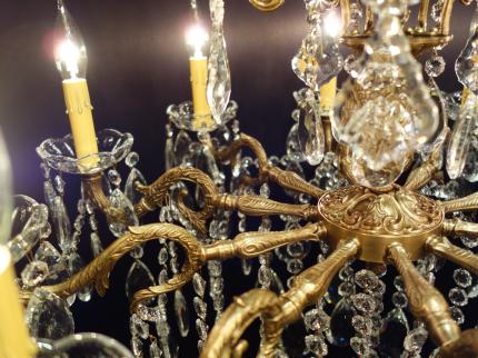 シャンデリア　アンティーク・ヴィンテージ　LCH 1238　Spanish brass & crystal chandelier 10灯（C3）