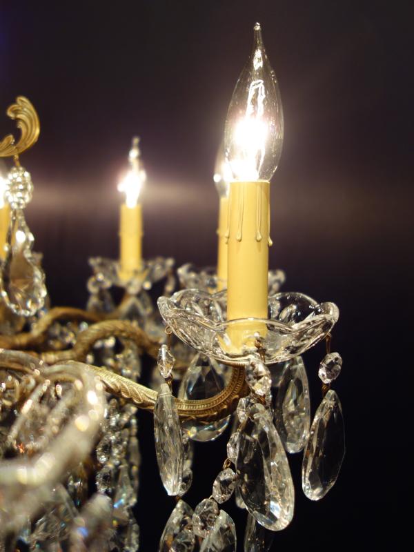 シャンデリア　アンティーク・ヴィンテージ　LCH 1239　Spanish brass & crystal chandelier 10灯（2）