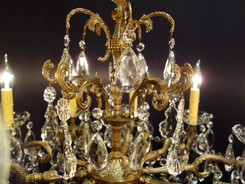 シャンデリア アンティーク・ヴィンテージ LCH 1239 Spanish brass & crystal chandelier 10灯(6)