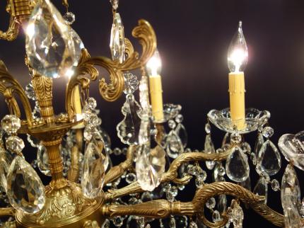 シャンデリア アンティーク・ヴィンテージ LCH 1239 Spanish brass & crystal chandelier 10灯(C1)