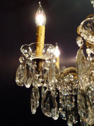 シャンデリア　アンティーク・ヴィンテージ　LCH 1239　Spanish brass & crystal chandelier 10灯（C2）