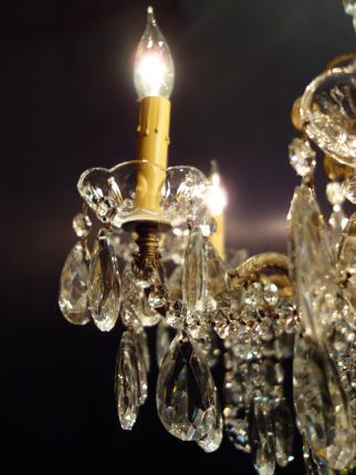 シャンデリア アンティーク・ヴィンテージ LCH 1239 Spanish brass & crystal chandelier 10灯(C2)