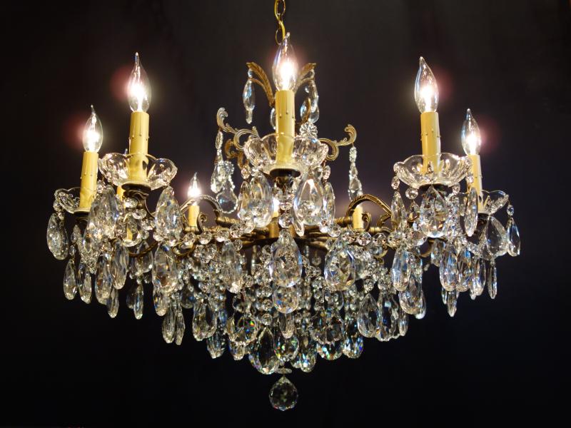 シャンデリア アンティーク・ヴィンテージ 別注H 0001/10 brass & crystal chandelier 10灯(2)
