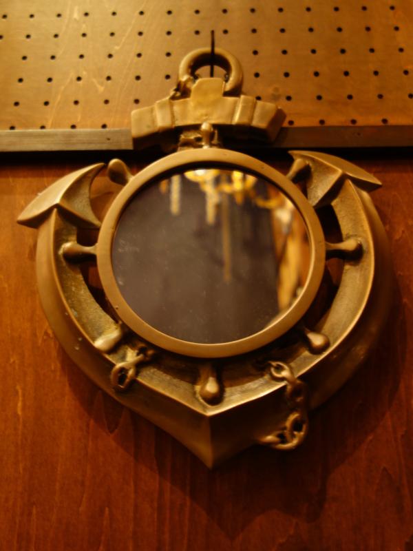 イタリア製真鍮枠ミラー　碇ミラー　壁面鏡　LCK 0597（3）