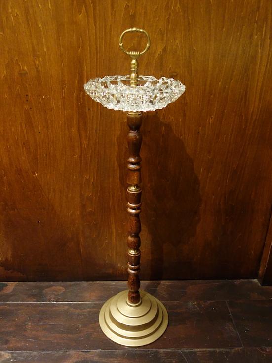 Italian glass & wood ashtray stand