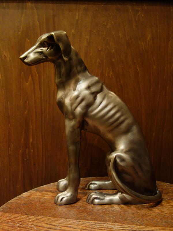 ビンテージ真鍮製犬置物　犬オブジェ　玄関オブジェ　LCM 7378（2）