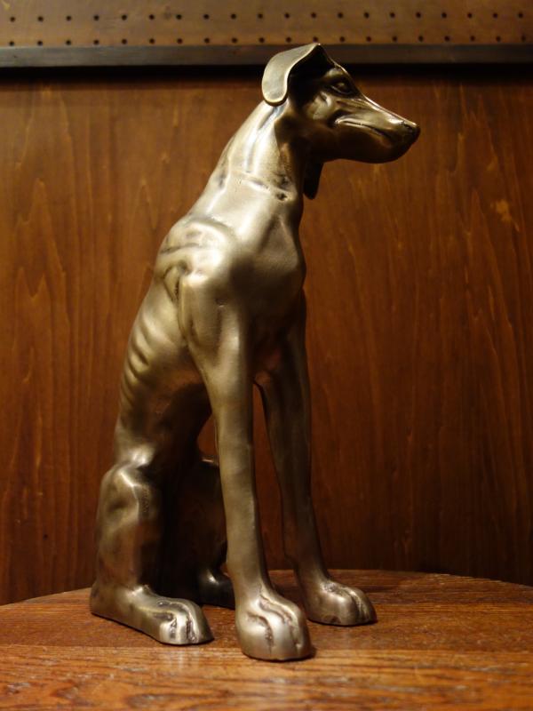 ビンテージ真鍮製犬置物　犬オブジェ　玄関オブジェ　LCM 7378（3）
