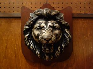 wood LION emblem wall ornament