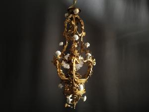 French Art Nouveau style rose glass chandelier 2灯