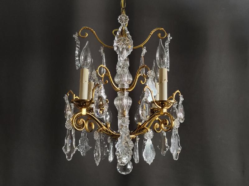 French Gilt Bronze Chandelier 4灯