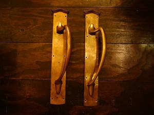 French brass door handle
