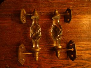 English glass &  brass cabinet handle