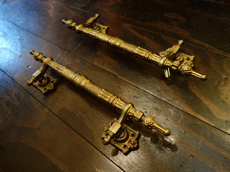 レトロドアハンドル　真鍮ドアハンドルペア　LCM 7598（7）
