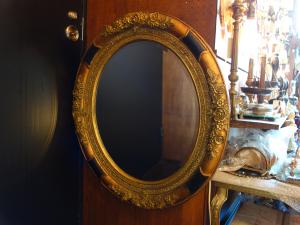 Italian wood rose oval mirror