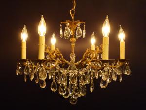 Spanish brass & crystal chandelier 6灯