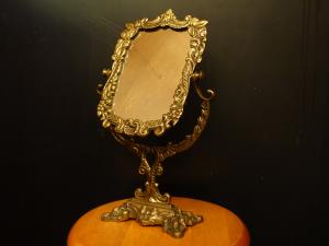 Italian brass stand mirror