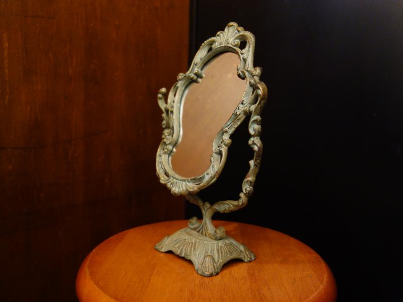 Italian brass stand mirror
