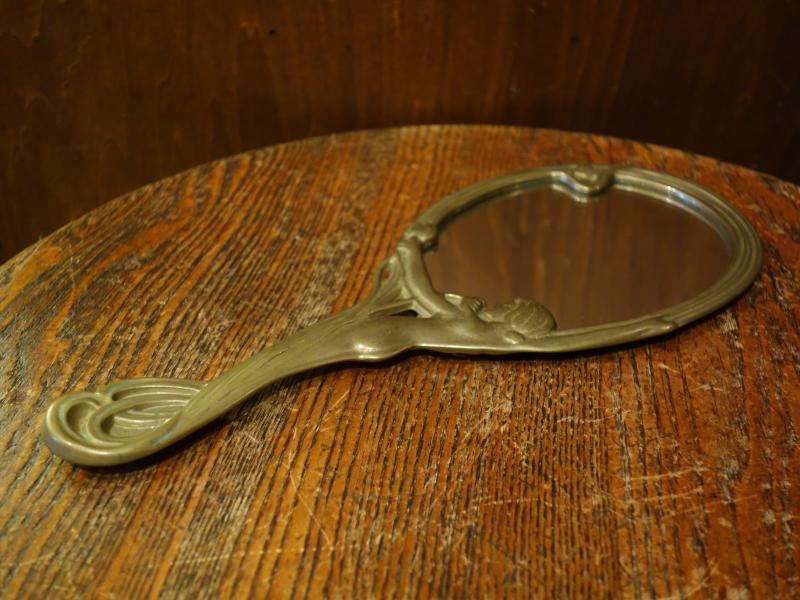 Italian brass LADY hand mirror