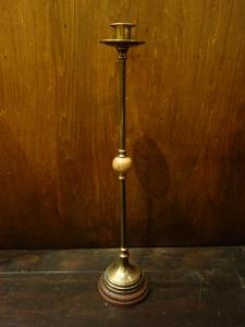 Italian brass & wood candle holder