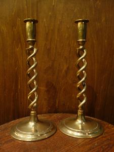 Italian brass spiral candle holder 2P SET