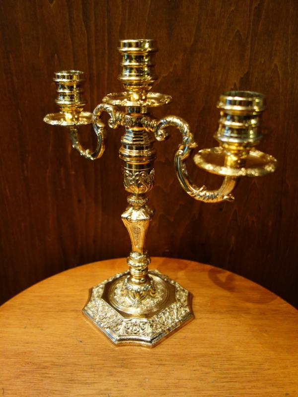 インテリア・ディスプレイ雑貨　キャンドルホルダー　LCM 7444　Italian gold candle holder 3（2）