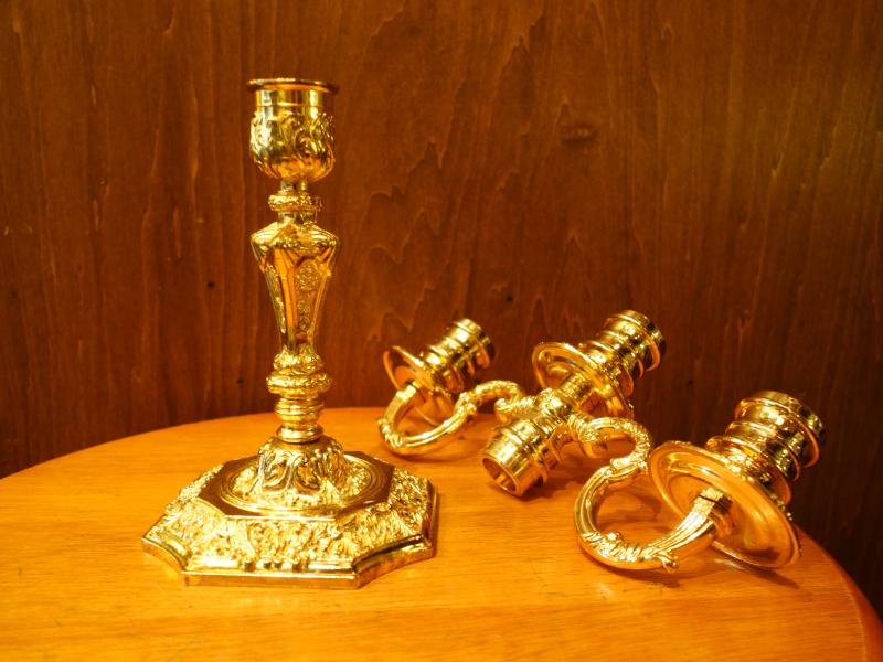 インテリア・ディスプレイ雑貨　キャンドルホルダー　LCM 7444　Italian gold candle holder 3（4）
