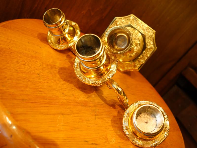 インテリア・ディスプレイ雑貨　キャンドルホルダー　LCM 7444　Italian gold candle holder 3（5）