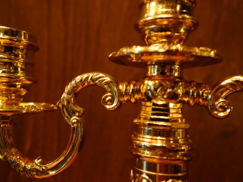 インテリア・ディスプレイ雑貨　キャンドルホルダー　LCM 7444　Italian gold candle holder 3（7）