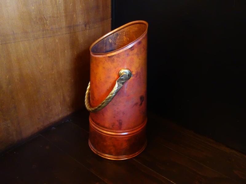 Italian copper & brass umbrella stand