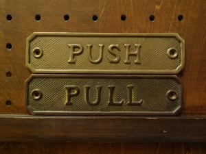 Italian brass PUSH/PULL sign plate SET
