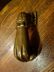 Italian brass hand door knocker