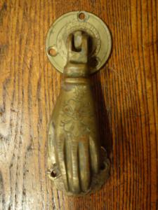 Italian brass hand door knocker