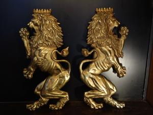 LION emblem wall ornament PAIR