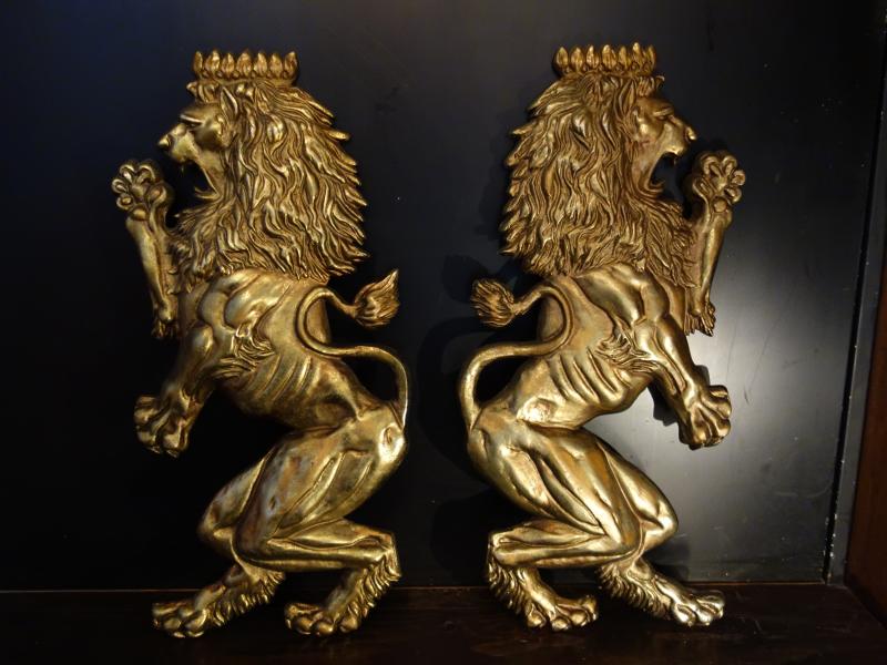 LION emblem wall ornament PAIR
