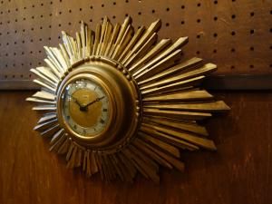 English wood sunburst wall clock