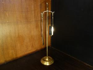 Italian brass shoe horn & brush stand