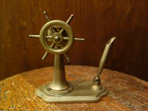 Italian brass compass & pen holder