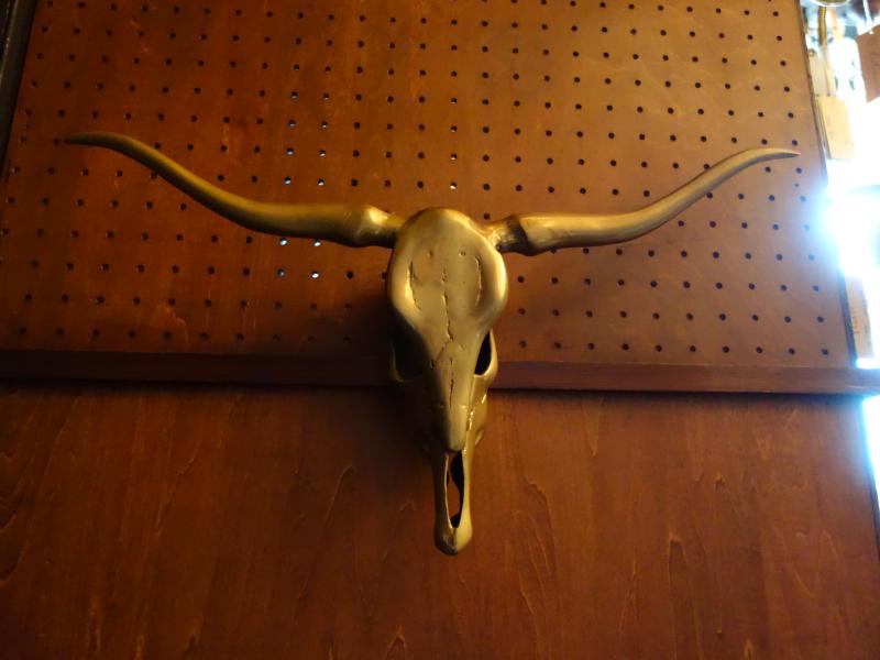 brass bull skull horn wall ornament