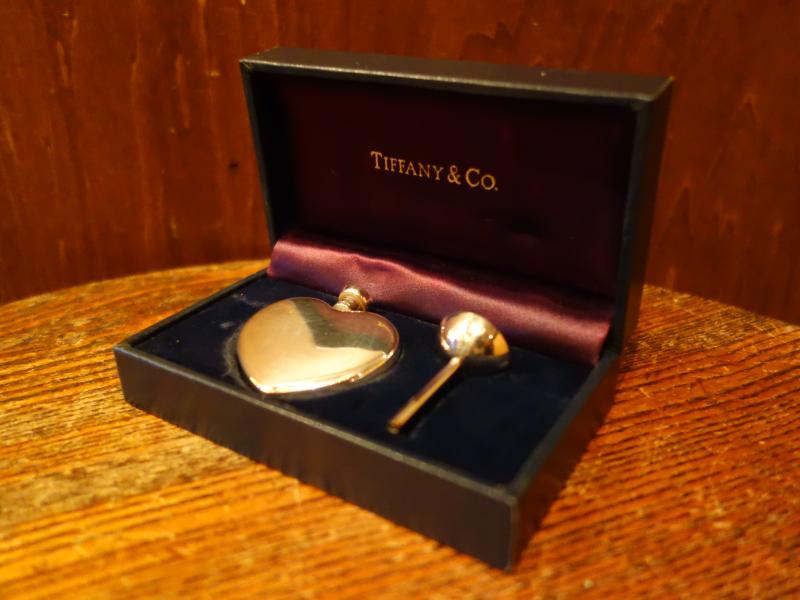 TIFFANY silver heart perfume bottle & case
