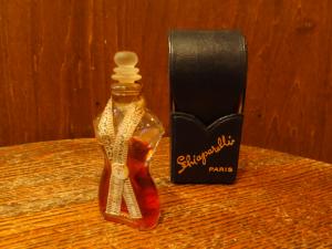 Schiaparelli glass perfume bottle & case