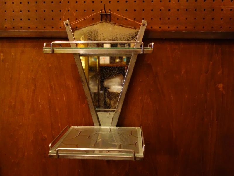 silver mirror wall shelf