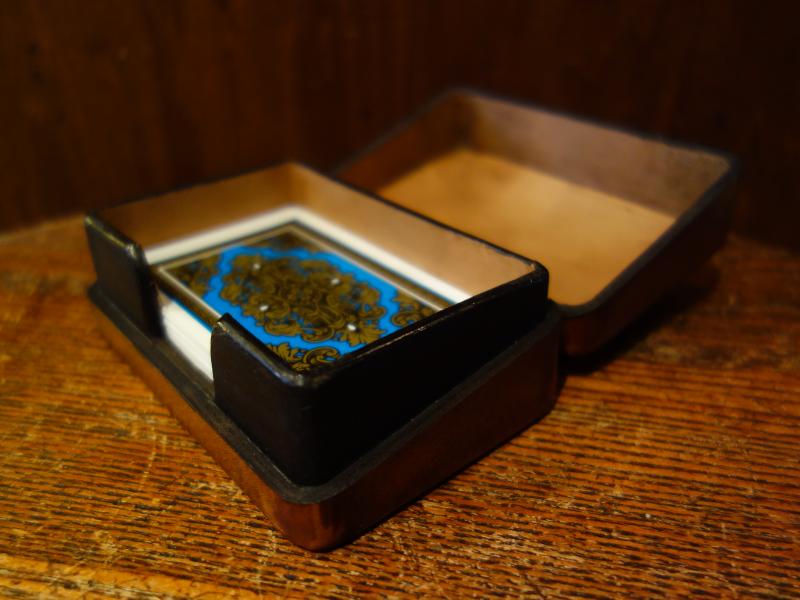 Italian leather playing card case with 1 DECK