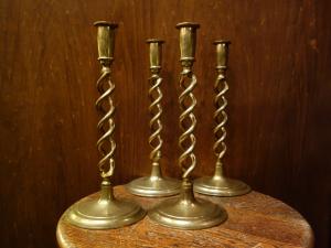 Italian brass spiral candle holder 2P SET