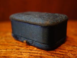 English blue velvet jewelry display case