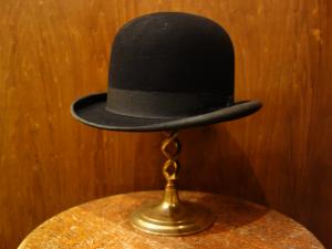 black bowler hat