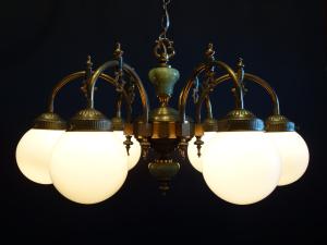 Italian marble & glass shade lamp 6灯