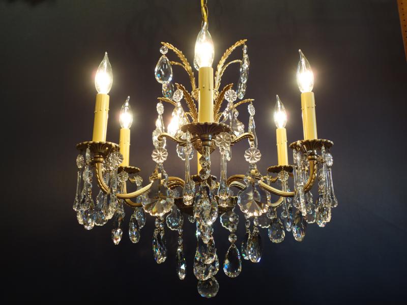 クリスタル付きフレンチ真鍮シャンデリア　LCH 1259（2）