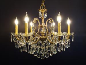 Spanish brass & crystal chandelier 6灯