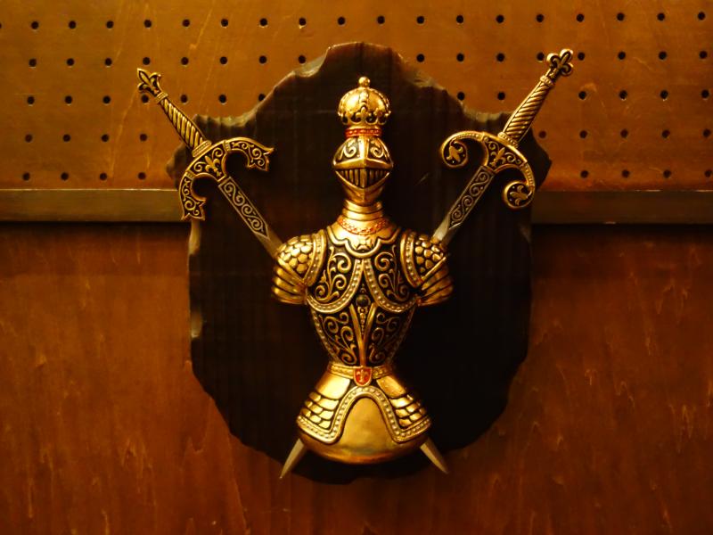 wood knight emblem wall ornament
