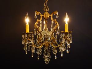 French brass cage chandelier 3灯
